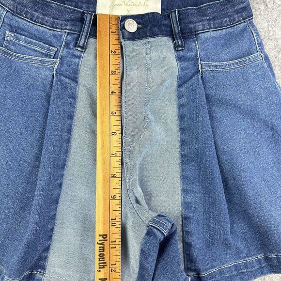 Gloria Vanderbilt X Christian Siriano Jean Shorts 26/2 Severn Patchwork Pleated - Picture 6 of 12